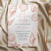 Sea You Soon Pink Seashells Baby Shower