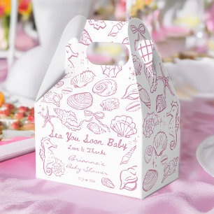 Sea you soon pink seashells beach baby shower favor box