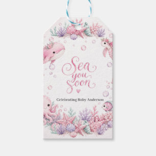 Sea You Soon Pink Under the Sea Baby Shower Person Gift Tags