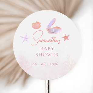 Sea you soon purple coral aesthetic  classic round sticker