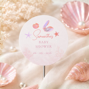 Sea you soon purple coral aesthetic  classic round sticker