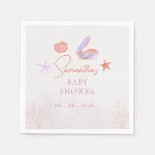 Sea you soon purple coral aesthetic Diaper raffle Napkin