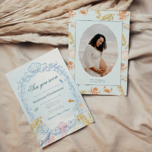 Sea You Soon Rococo Photo Baby Shower Invitation