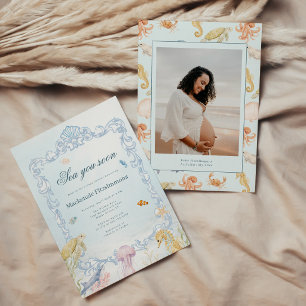 Sea You Soon Rococo Photo Baby Shower Invitation
