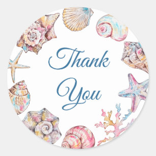 Sea You Soon Seashell Baby Shower Thank You Classic Round Sticker