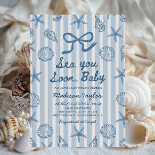 Sea You Soon Seashell Coastal Baby Shower Invitation
