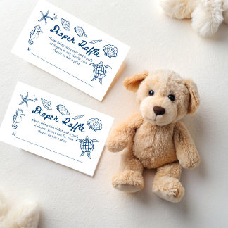 Sea you soon seashells baby shower diaper raffle enclosure card