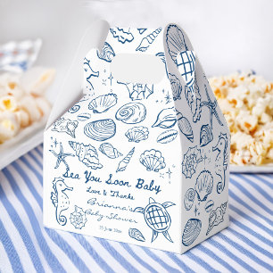 Sea you soon seashells beach boy baby shower favor box