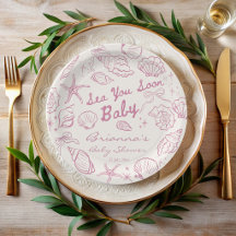 Sea you soon seashells beach girls baby shower