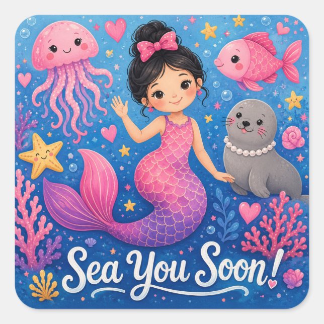 Sea You Soon Square Sticker (Front)