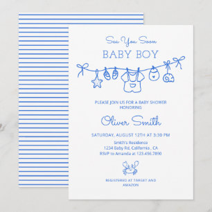 Sea You Soon, Summer Beach Clothesline Baby Shower Invitation