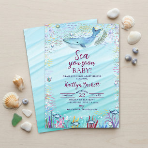 Sea You Soon Under The Sea Baby Shower Invitation