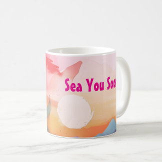 Sea You Soon Watercolor Beach Themed Coffee Mug