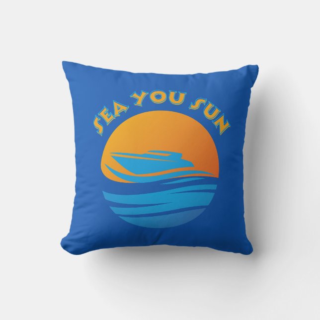 Sea You Sun Throw Pillow (Front)