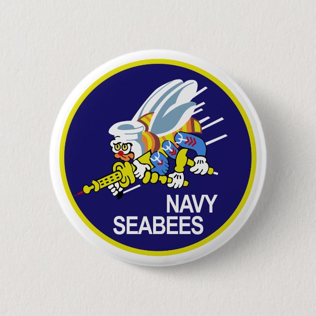 Seabees NAVY 2 Inch Round Button (Front)