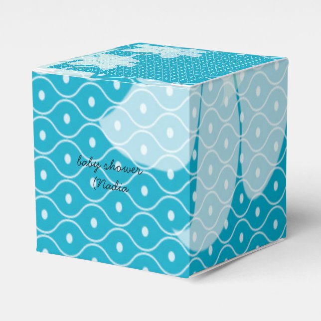 seablue white flower simple elegant favor box (Front Side)