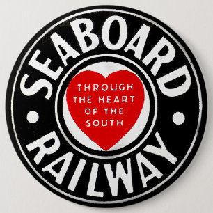 Seaboard Air Line Railway Heart Logo 6 Inch Round Button