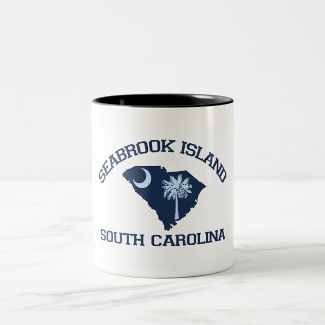Seabrook Island "Map" Design Two-Tone Coffee Mug (Center)
