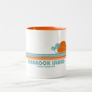 Seabrook Island South Carolina Sun Palm Trees Two-Tone Coffee Mug