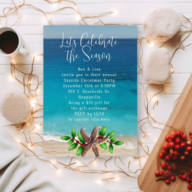 Seacoast Christmas Party Beach Themed Invitation (Creator Uploaded)