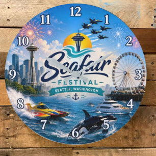 Seafair Festival Seattle Washington Nautical  Large Clock