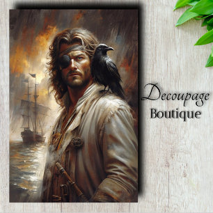 Seafarer with Raven Decoupage Tissue Paper