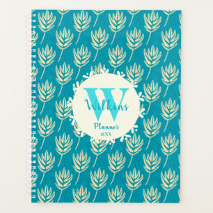 Seafoam and Cream Palm Personalized Monogram Planner