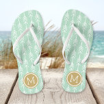 Seafoam and Gold Arrows Monogram Flip Flops<br><div class="desc">Custom printed flip flop sandals with a trendy arrow pattern and your custom monogram or other text in a circle frame. Click Customize It to change text fonts and colours or add your own images to create a unique one of a kind design!</div>