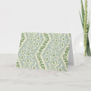 Seafoam and Green Floral Stripe, Blank Inside Card