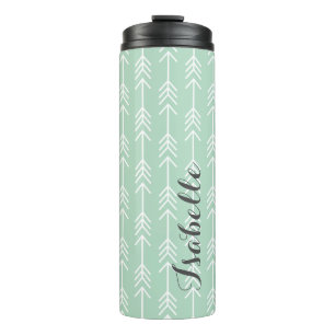 Seafoam and Grey Arrows Monogram Thermal Tumbler