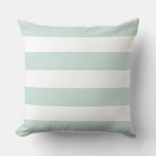 Seafoam and White Striped Throw Pillow