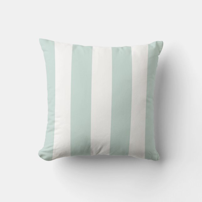 Seafoam and White Striped Throw Pillow (Front)