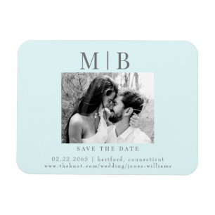 Seafoam B/W Couple Photo Wedding Save the Date Magnet