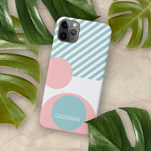 Seafoam Blush Pink Midcentury Circles Art Pattern iPhone 12 Case