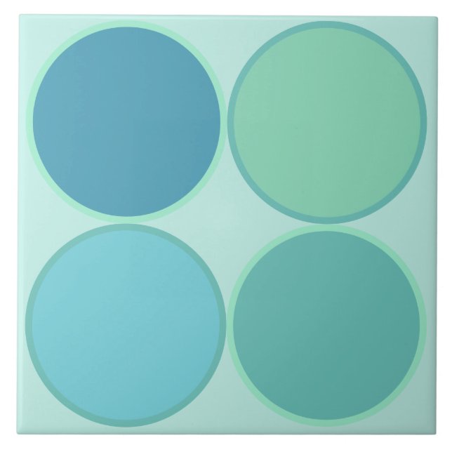 Seafoam colours circle dots tile (Front)