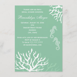 Seafoam Coral Reef Mariages à cheval Invitations