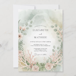 Seafoam Ethereal Coastal Wedding Invitation