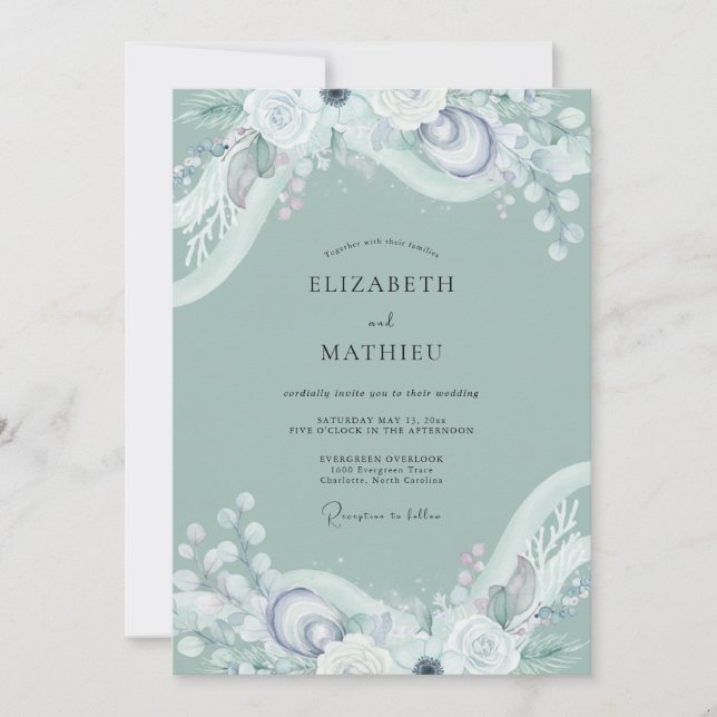 Seafoam Ethereal Vine Wedding Invitation (Front)