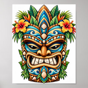 Seafoam Flower Tiki Poster