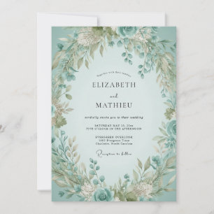 Seafoam Foliage Eucalyptus Wedding Invitation