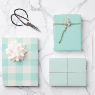 Seafoam Gingham Wrapping Paper Sheet