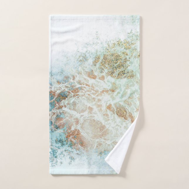 Seafoam Glitter Marble Hand Towel (Hand Towel)