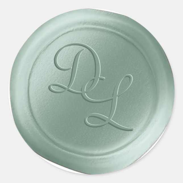 Seafoam Green 2 Letter Monogram Wax Seal Stickers (Front)