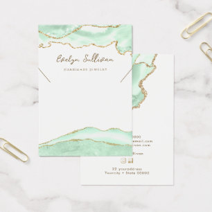 Seafoam green agate necklace display card