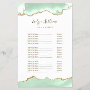 Seafoam green agate price list flyer