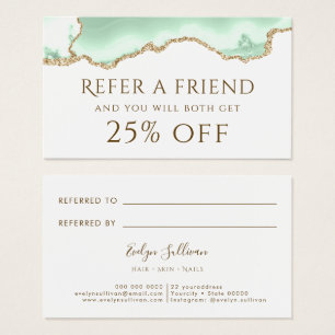 Seafoam green agate referral card