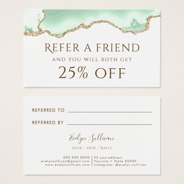 Seafoam green agate referral card (Front & Back)