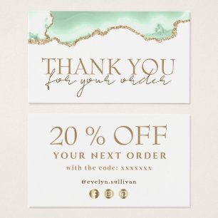Seafoam green agate thank you discount card