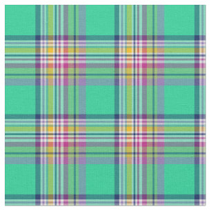 Seafoam Green and Fuchsia Girly Plaid Fabric