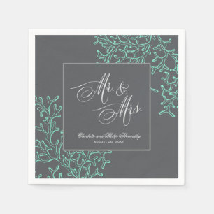 Seafoam Green and Grey Coastal Nautical Wedding Napkin